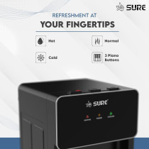 Sure Oudis B7 Bottom Loading Water Dispenser, Child Safety Lock, Triple Faucets With Temperature Mode, 500W Heating Power, 90W Cooling Power, Black, 1 Year Warranty