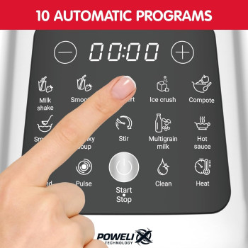 Moulinex Blender, Perfectmix Cook 2 L High Speed Heating Blender Smoothie Maker, Mixer, 1400 W, 10 Automatic Programs, Hot And Cold Recipes, Deep Clean Function, LM835D27, 1 Year Warranty