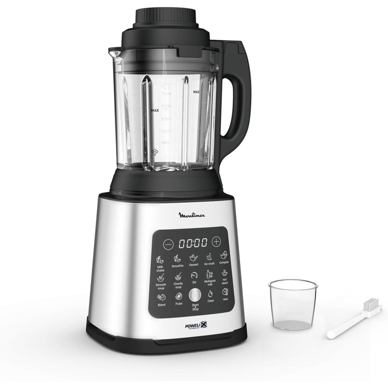 Moulinex Blender, Perfectmix Cook 2 L High Speed Heating Blender Smoothie Maker, Mixer, 1400 W, 10 Automatic Programs, Hot And Cold Recipes, Deep Clean Function, LM835D27, 1 Year Warranty
