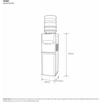 Electrolux Water Dispenser, Top Loading, 3 Taps Equipped With Hot Cold And Ambient Temperature, Floor Standing, LED Indicator, Child Safety Lock For Faucet, Best Home, Office And Pantry, EQAXF1SXWG, 1 Year Warranty