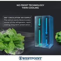 Westpoint 610 Liters Gross Side By Side 2 Door Refrigerator, No Frost, Inverter Compressor, Digital Controls With Temperature Display, Energy Efficient, Stainless Steel, WSTW-5423EDI, 1 Year Warranty