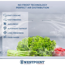 Westpoint 610 Liters Gross Side By Side 2 Door Refrigerator, No Frost, Inverter Compressor, Digital Controls With Temperature Display, Energy Efficient, Stainless Steel, WSTW-5423EDI, 1 Year Warranty