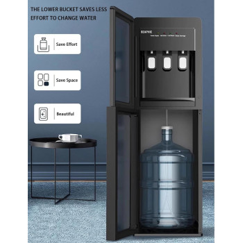 Beaphie Water Dispenser Bottom Loading, Coldwater 6-8 C, 3 Temperature Compressor Refrigeration Hot And Normal Temperature, Holds 3 Abd 5 Gallon Bottles, Stainless Steel Water Cooler For Home Office Dorm, 1 Year Warranty