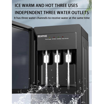 Beaphie Water Dispenser Bottom Loading, Coldwater 6-8 C, 3 Temperature Compressor Refrigeration Hot And Normal Temperature, Holds 3 Abd 5 Gallon Bottles, Stainless Steel Water Cooler For Home Office Dorm, 1 Year Warranty