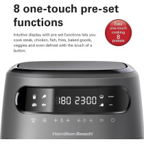 Hamilton Beach Digital Air Fryer View 8L, Large Viewing Window, 8 Presets With Dehydrate And Defrost, 1750W, Matte Grey Colour, AFOGV8-ME, 1 Year Warranty