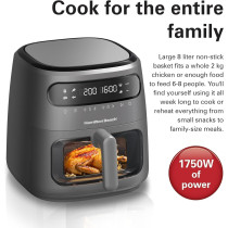 Hamilton Beach Digital Air Fryer View 8L, Large Viewing Window, 8 Presets With Dehydrate And Defrost, 1750W, Matte Grey Colour, AFOGV8-ME, 1 Year Warranty