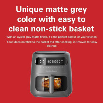 Hamilton Beach Digital Air Fryer View 8L, Large Viewing Window, 8 Presets With Dehydrate And Defrost, 1750W, Matte Grey Colour, AFOGV8-ME, 1 Year Warranty