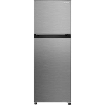 Hitachi 330L Gross, Net 240L, Top Mount Double Door Refrigerator, No Frost Fridge Freezer, High Power, Tempered Glass Shelves, Brilliant Silver, HRTN5255MFXAE, 1 Year Warranty