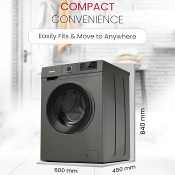 Nobel Dark Silver Front Load Washer, 6 Kg Capacity, 1000 RPM, LED Display, Stainless Steel Drum, Advanced Laundry Excellence At 1950W, 1 Year Warranty