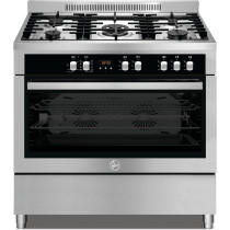 Hoover 90 x 60 Cm 5 Burner Top Gas Bottom Electric Oven With 2 Convection Fan And 1 Cooling Fan And Self Cleaning, HMC-S95E-S, 1 Year Warranty