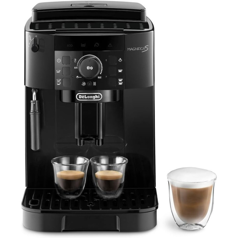 De Longhi Magnifica S Automatic Coffee Machine, Bean To Cup Espresso Machine With 5 One Touch Recipes, Black, ECAM12.121.B, 1 Year Warranty