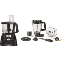 Moulinex Food Processor, Double Force 3L Food Processor, 1000 W, 8 Attachments, Black, 3 L Bowl Capacity And A 2 L Blender, FP821827, 1 Year Warranty