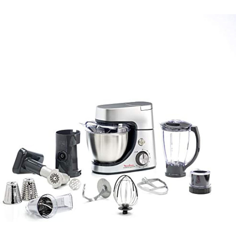 Moulinex Kitchen Machine, Masterchef Gourmet Kitchen Machine, 1100 W, Silver, Stainless Steel/Plastic, QA513D27, 1 Year Warranty