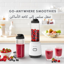 Moulinex Mix And Move Mini Blender Mixer, 2 To Go Bottles In Premium Tritan, Space Saving Compact Design, Easy Cleaning Removable Blades, 300 W, Easy And Ergonomic Single Button Control, LM15F127, 1 Year Warranty