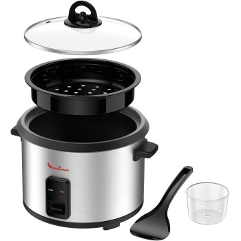 Moulinex Rice Cooker, Easyrice 1.8 L Rice Maker, 700 W, Silver And Black, MK123D27, 1 Year Warranty