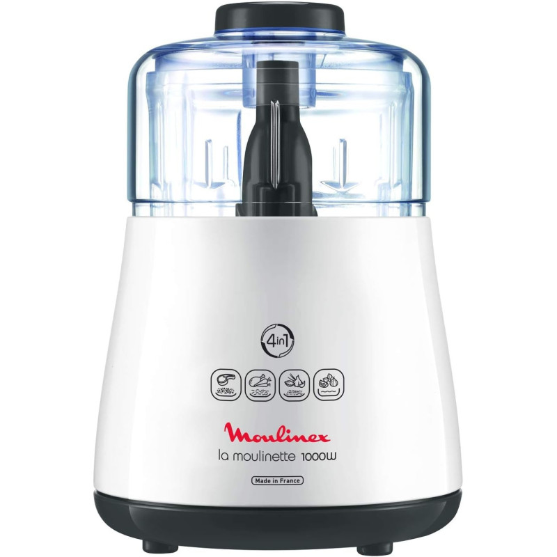 Moulinex Chopper With Safety Lock, 1000W, White, DPA144, 1 Year Warranty