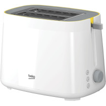 Beko TAM4220W Toaster, 800W, 2 Slice Capacity, High Lift Function, Retractable Crumb Tray, 6 Browning Levels, Defrost Function, Reheating Function, Creamy White, 1 Year Warranty