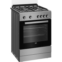 Beko 60 x 60 x 85 cm, 4 Gas Burners Free Standing Gas Cooker, Inox, Fsgt61121DXL, 1 Year Warranty