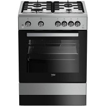 Beko 60 x 60 x 85 cm, 4 Gas Burners Free Standing Gas Cooker, Inox, Fsgt61121DXL, 1 Year Warranty