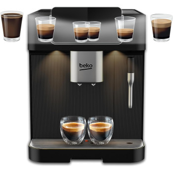 Beko Bean To Cup Espresso Coffee Machine, 2L Water Tank Capacity, B 19 Bar Pressure, 1350W, 13 Griding Levels, Milk Frother, 5 Preset Coffee Options, LCD Display, Black, CEG7302B, 1 Year Warranty