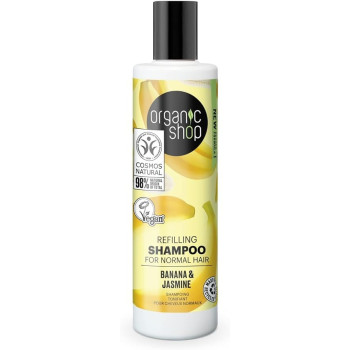 Organic Shop Refilling Shampoo For Normal Hair Banana And Jasmine, 280 Ml