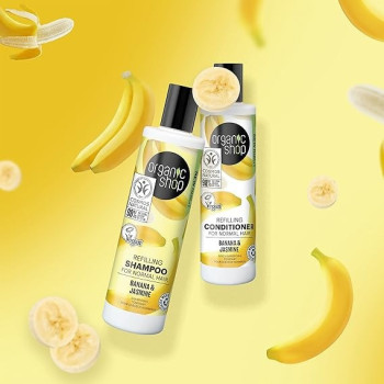 Organic Shop Refilling Shampoo For Normal Hair Banana And Jasmine, 280 Ml