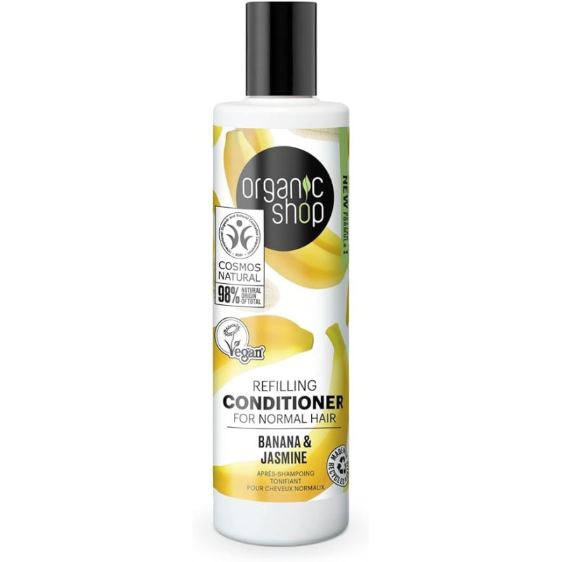 Organic Shop Refilling Conditioner For Normal Hair Banana And Jasmine, 280 Ml
