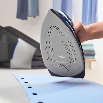 Beko Digital Steam Generator Iron, 2800W, 1.8L Water Tank, 7.2 Bar Pressure, Anti Drip, Anti Calcium System, Digital Display, Vertical Steam SGA8328B, Blue/Black, 1 Year Warranty