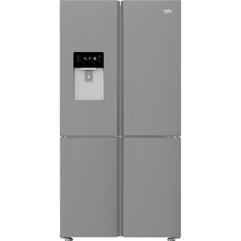 Beko 523 Ltr French Door Refrigerator With 4 Doors, 182 x 90 cm, No Frost, Harvest Fresh, Pro Smart Inverter Compressor, Fast Freeze, Titanium Inox, Model -GNE794DX With 1 Year Warranty
