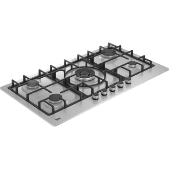 Beko 90 cm Gas Hob With 5 Standard Burners, Silver, HIMW95225SXEL, 1 Year Warranty