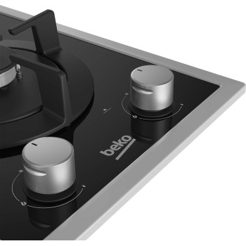Beko Built In 2 Gas Hob Glass, 30 cm, HDMS 32220 FX, 1 Year Warranty