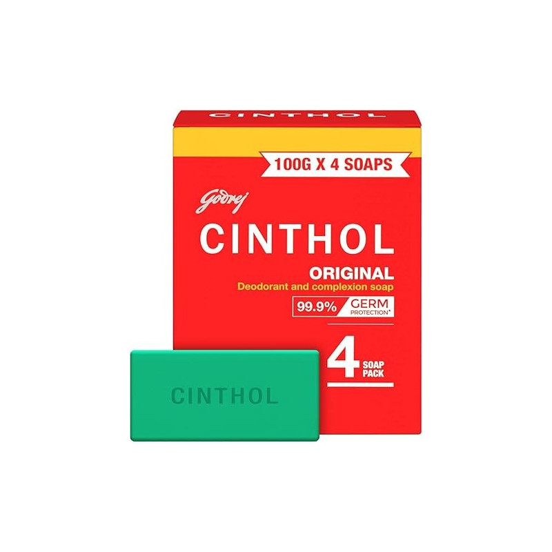 Cinthol Original Soap Germ Protection Soaps For Bath, Grade 1 Soap, For All Skin Types, 144/100g