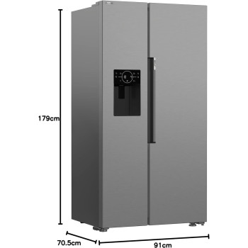 Beko 651 Ltr Side By Side Refrigerator, 179 x 91 cm, Harvest Fresh, Neo Frost Dual Cooling, Pro Smart Inverter Compressor With Automatic Ice Machine, Silver, GNE753DX With 1 Year Warranty