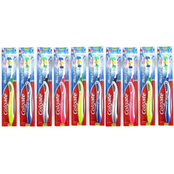 Colgate Maxfresh Full Head Toothbrush, Medium (Pack of 10) Assorted Colors