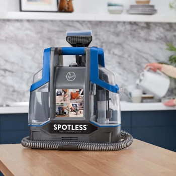 Hoover Spotless Clean Portable Lightweight Carpet And Upholstery Multi Surfaces Cleaner For Car Seats, Sofa, Kitchen And Outdoor, Removes Spots Spills And Tough Stains, Blue, CDCW-CSME, 1 Year Warranty