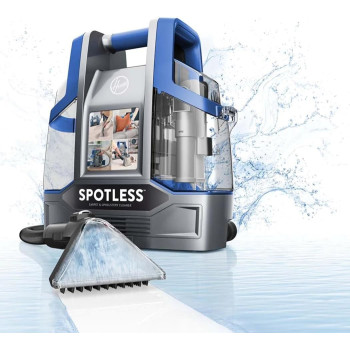 Hoover Spotless Clean Portable Lightweight Carpet And Upholstery Multi Surfaces Cleaner For Car Seats, Sofa, Kitchen And Outdoor, Removes Spots Spills And Tough Stains, Blue, CDCW-CSME, 1 Year Warranty