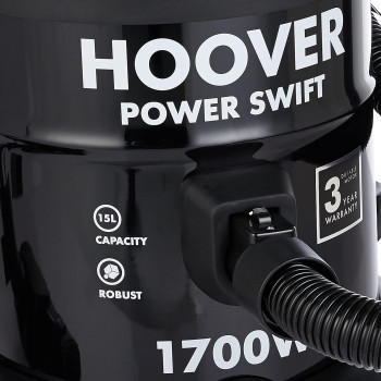 Hoover Power Swift Compact Drum Vacuum Cleaner, 15 Litre Capacity, 1700W With Blower Function For Home And Office Use, Black, HT85-T0-ME, 1 Year Warranty