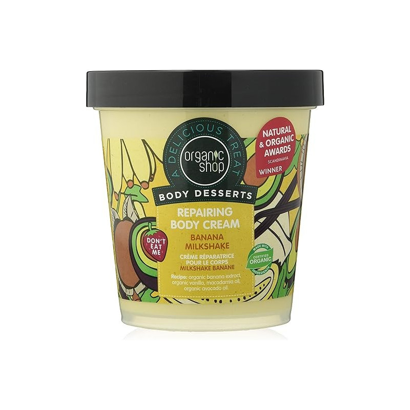 Organic Shop Body Dessert Banana Milkshake Repairing Body Cream, 450 Ml
