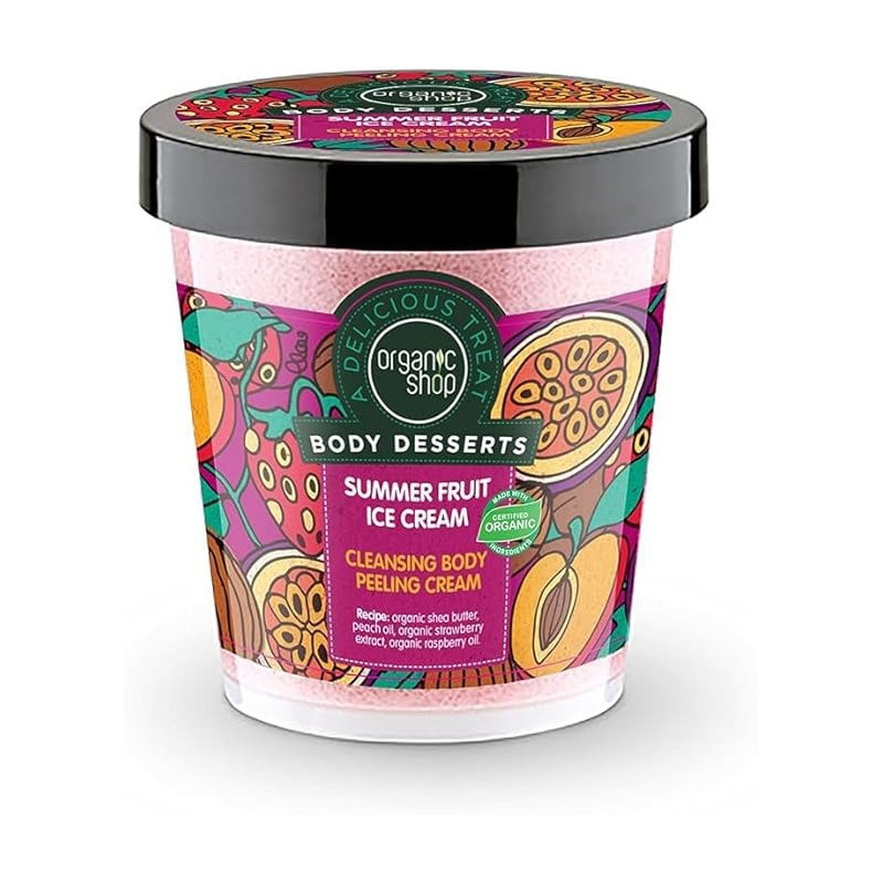 Organic Shop Body Desserts Summer Fruit Ice Cream Cleansing Body Peeling Cream, 450 Ml