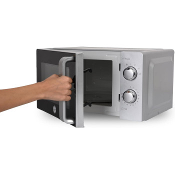 Hoover 20L Manual Control Microwave Oven, HMW-M20-S, 700W Power, Simple Control Dial, Full Glass Door With Handle, Silver/Black, 1 Year Warranty