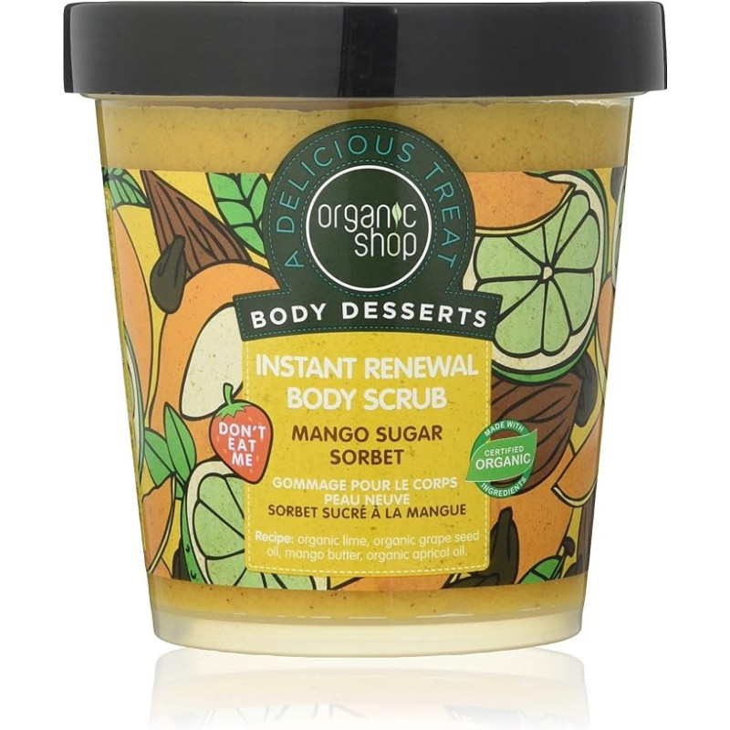Organic Shop Body Desserts Mango Sugar Sorbet Instant Renewal Body Scrub, 450 Ml