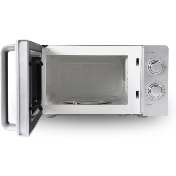 Hoover 20L Manual Control Microwave Oven, HMW-M20-S, 700W Power, Simple Control Dial, Full Glass Door With Handle, Silver/Black, 1 Year Warranty