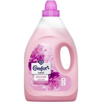 Comfort Flora Softener For Super Soft Clothes, Flora Soft, Gives Long-Lasting Fragrance, (Pink),4/ 4 Ltr