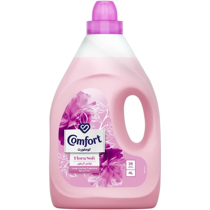 Comfort Flora Softener For Super Soft Clothes, Flora Soft, Gives Long-Lasting Fragrance, (Pink),4/ 4 Ltr