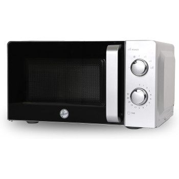 Hoover 20L Manual Control Microwave Oven, HMW-M20-S, 700W Power, Simple Control Dial, Full Glass Door With Handle, Silver/Black, 1 Year Warranty