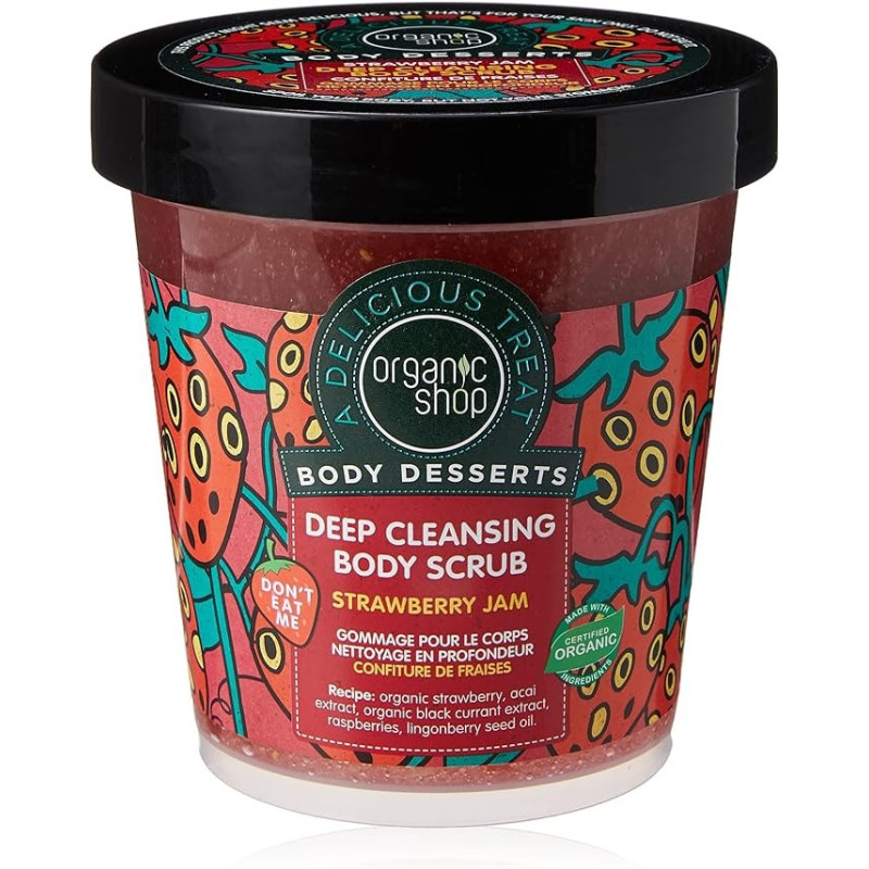 Organic Shop Body Desserts Strawberry Jam Deep Cleansing Body Scrub, 450 Ml