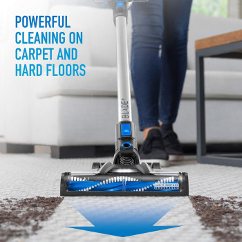 Hoover Onepwr Blade Plus Cordless Vacuum Cleaner Machine, Up To 40 Min Runtime, 3 Stage Filtration, LED Headlights, Detachable Handheld, Wall Mount, Upholstery Tool, CLSV-B3ME, Grey/Blue, 1 Year Warranty