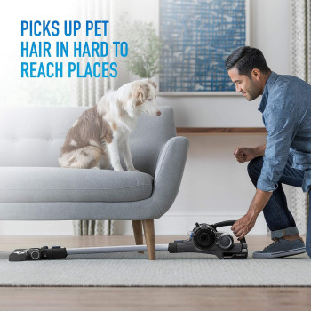 Hoover Onepwr Blade Plus Cordless Vacuum Cleaner Machine, Up To 40 Min Runtime, 3 Stage Filtration, LED Headlights, Detachable Handheld, Wall Mount, Upholstery Tool, CLSV-B3ME, Grey/Blue, 1 Year Warranty