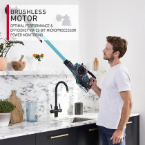 Hoover Onepwr Blade Max Dual Cordless Vacuum Cleaner Machine, Up To 90 Min Runtime, Antimicrobial Protection, Multi Surface Cleaning, 2 Batteries, CLSV-BPME, Black/Blue, 1 Year Warranty