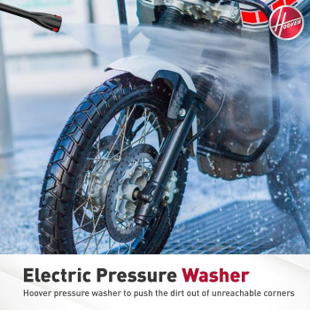 Hoover 120 Bar Electric Pressure Washer With Gun, 3m Hose, Foam Dispenser, Trigger Handle, Adjustable Jet, Car Brush And More, 1600W Portable Pressure Washer For Car, Home And Garden, HPW-M1612, 1 Year Warranty